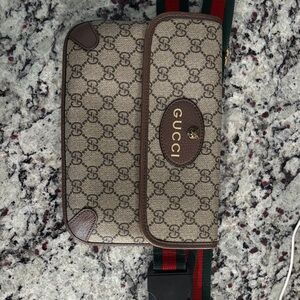 Gucci Beige and Brown Logo Crossbody Bag